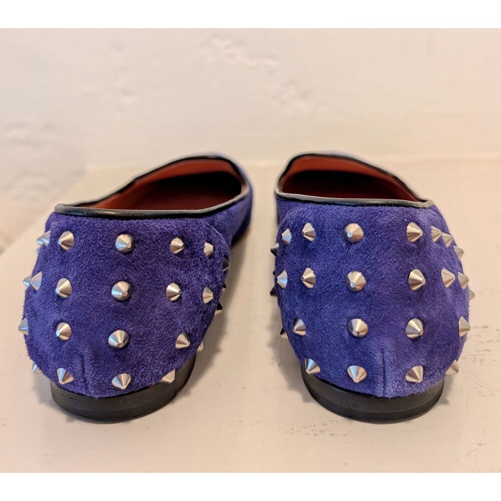 SANDRO Royal Blue Suede Spike Studded Slip On Loafers / Flats, Size 37 (U.S. 7) - Picture 3 of 14